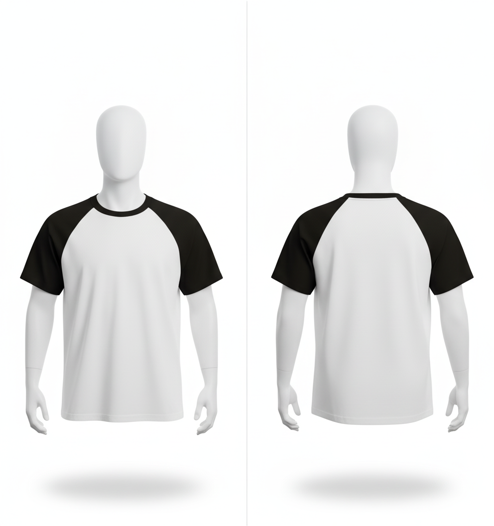 Camiseta Raglan Branca Manga Preta