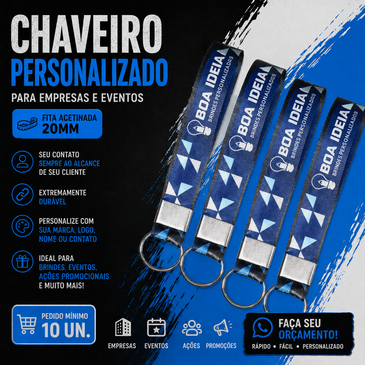 Chaveiro 20mm fita acetinada