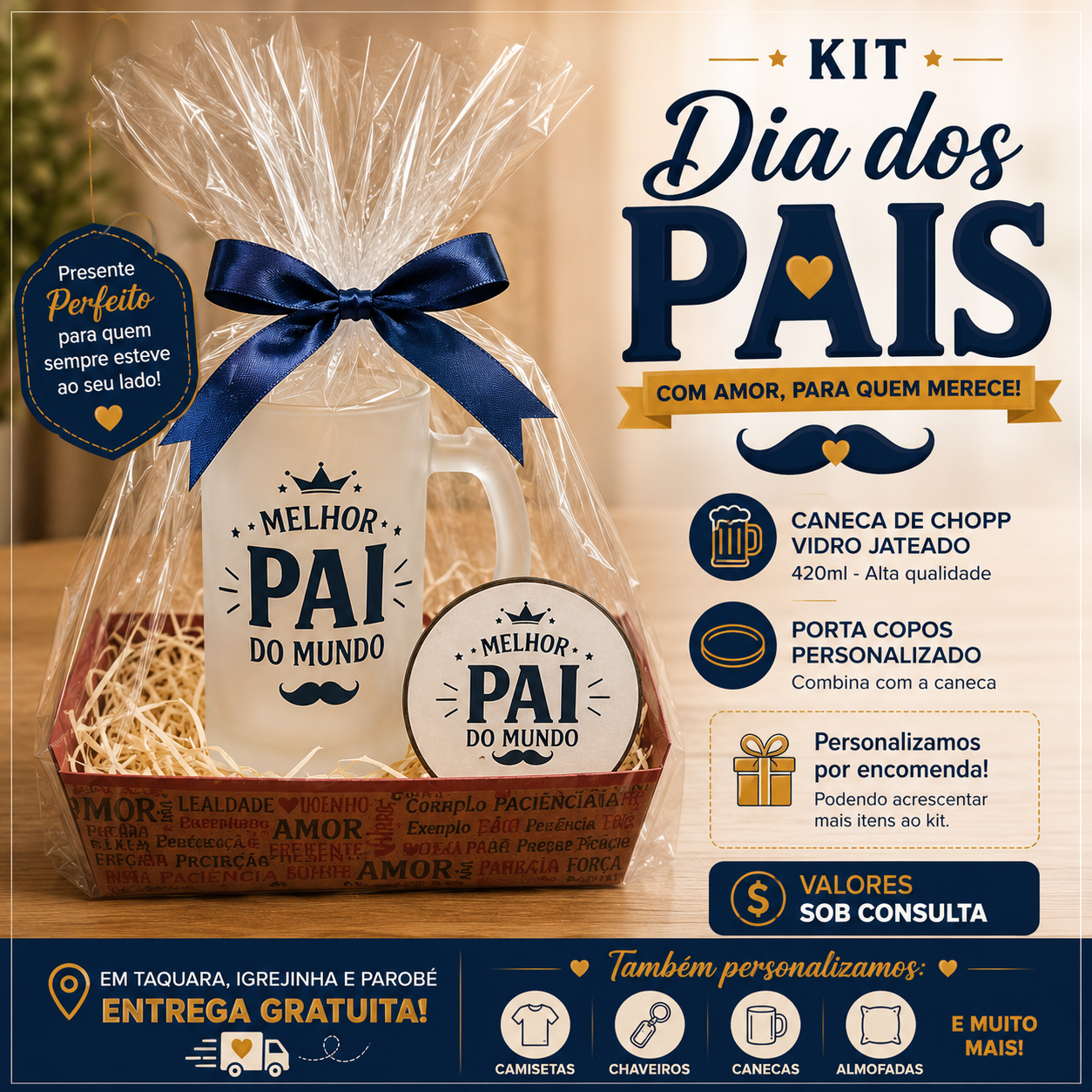 Kit Caneca de Chopp + Descanso de copo